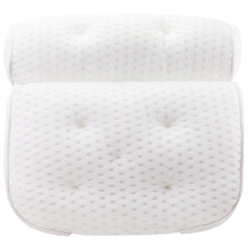 White contoured memory foam grace & stella bath pillow isolated on a white background, designed for comfort and relaxation.