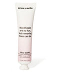 Tube of grace & stella blackhead removal peel off mask with the phrase "blackheads are no fun, but removing them can be.