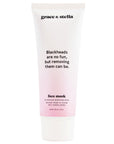 Tube of grace & stella blackhead removal peel-off mask with the slogan "blackheads are no fun, but removing them can be.