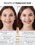 Comparison of skin condition before and after using grace & stella's hyaluronic acid serum, highlighting the product's benefits in enhancing skin hydration and firmness.