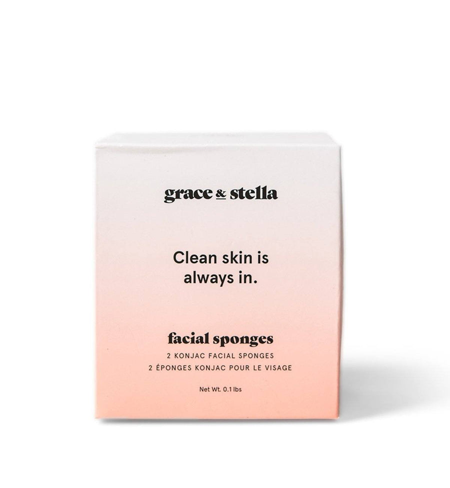 A package of Grace & Stella Co. Konjac Facial Cleansing Sponges, perfect for makeup removal and exfoliation.