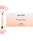 La Vie En Rose set facial roller with fresh Grace & Stella product packaging.