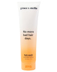 A tube of grace & stella Rescue My Hair Mask with nourishing ingredients and the slogan "no more bad hair days".