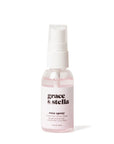 A bottle of grace & stella Rose Spray hydrating facial mist, formulated to keep skin fresh with anti-inflammatory properties.