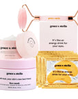 Skincare products with the energizing set by grace & stella, including eye cream.