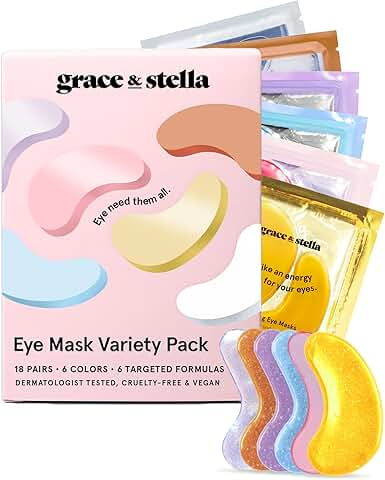 grace & stella Under Eye Mask Variety Pack - 18 Pairs of Under Eye Patches for Dark Circles