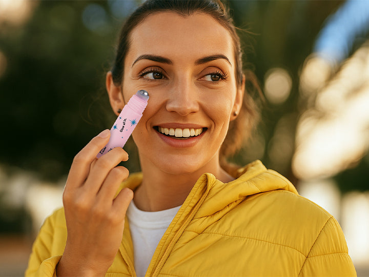 cooling caffeine eye serum roller for puffy eyes by grace & stella