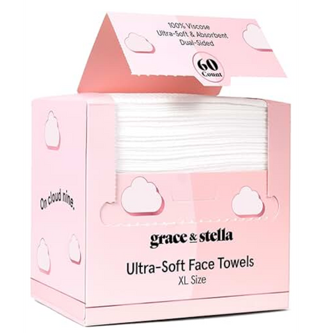 grace & stella Disposable Face Towels - Travel Essentials - Ultra-Soft & Absorbent Face Wipes