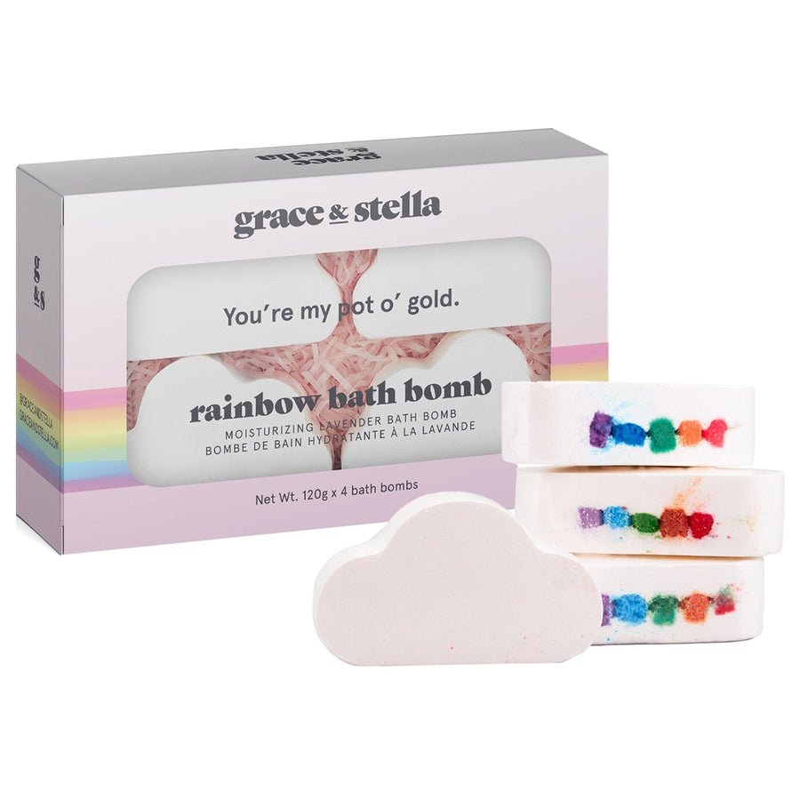 rainbow bath bomb free gift - grace & stella