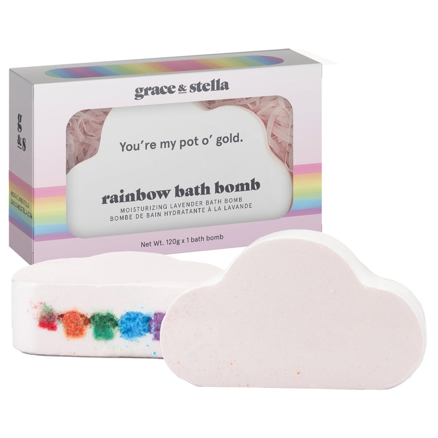 rainbow bath bomb free gift - grace & stella