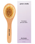 A wooden dry brush from Grace & Stella with the words "i'll always get my black.