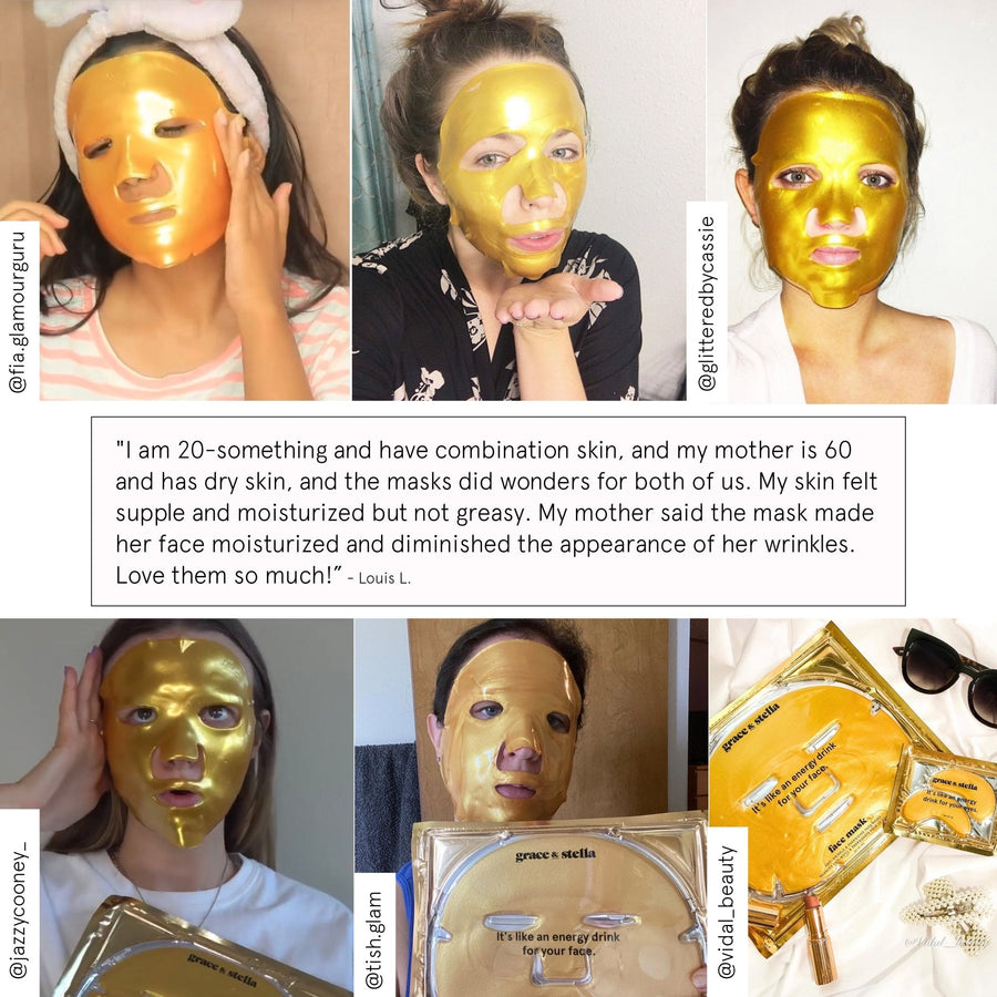 energy drink face masks (6-pack) - grace & stella