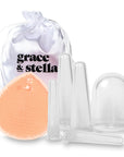 Grace & Stella's facial cupping massage set with jojoba oil helps to reduce the appearance of wrinkles and fine lines, while also providing cupping benefits for smoother skin.