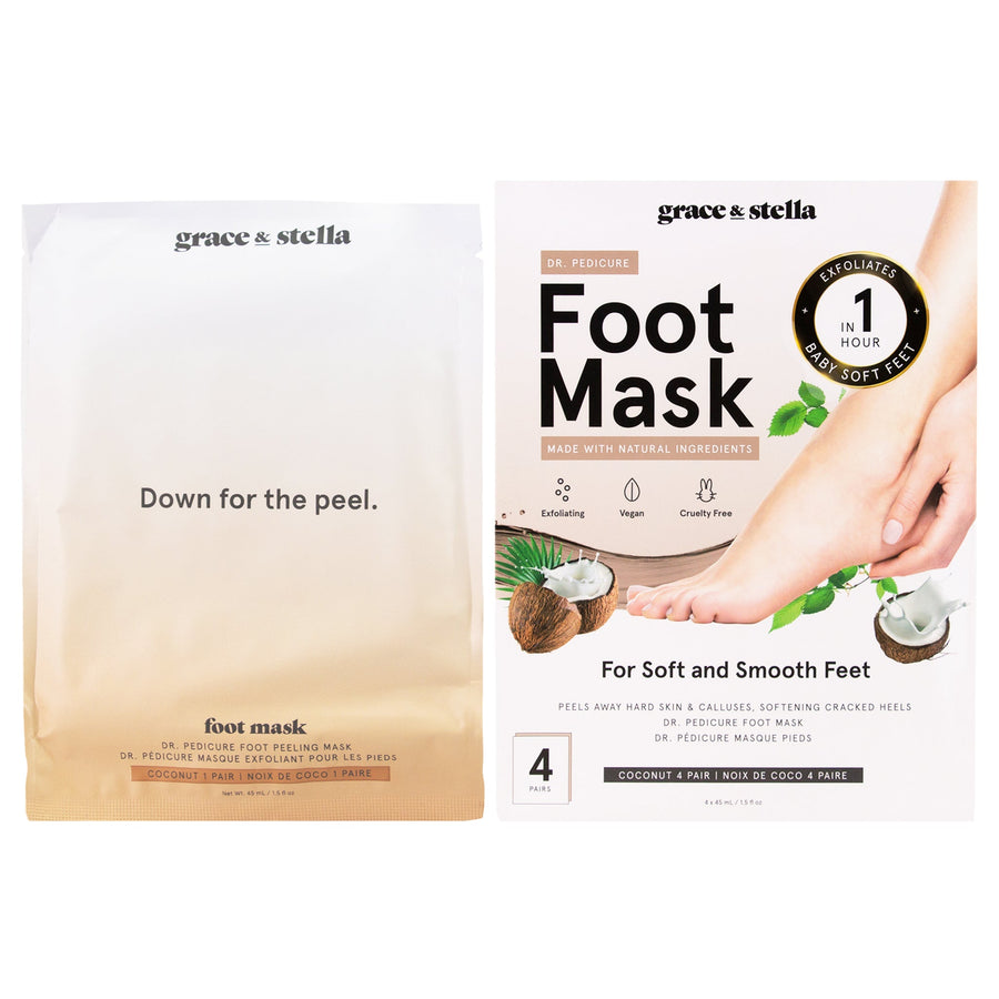 foot peeling mask (4 pairs) free gift - grace & stella