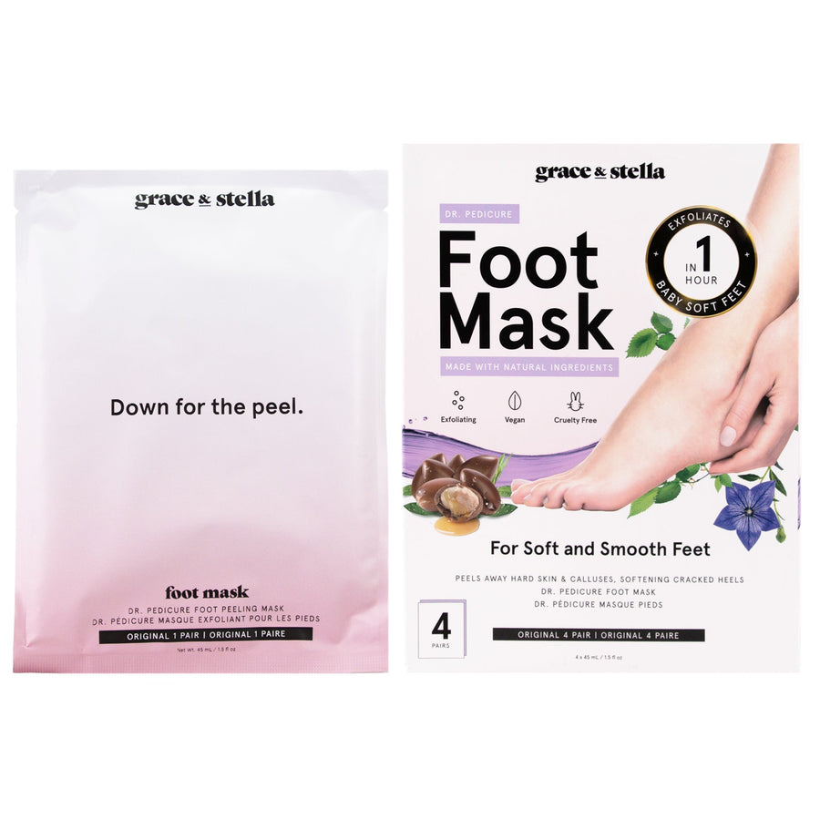 foot peeling mask (4 pairs) free gift - grace & stella