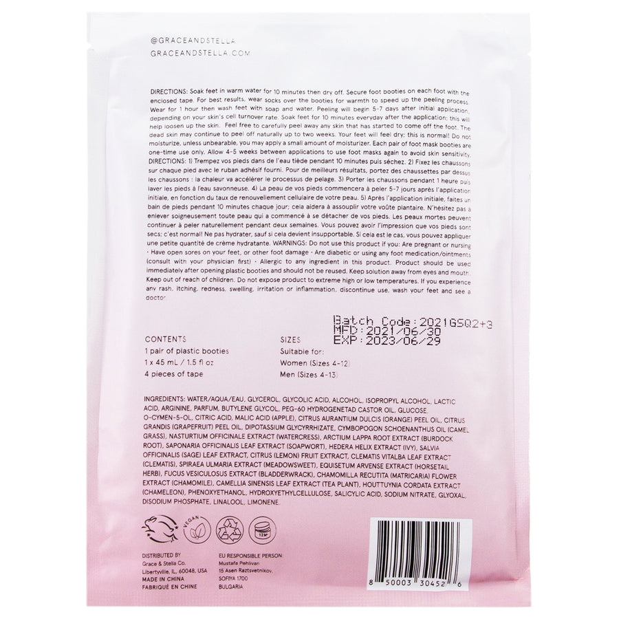 foot peeling mask (4 pairs) free gift - grace & stella