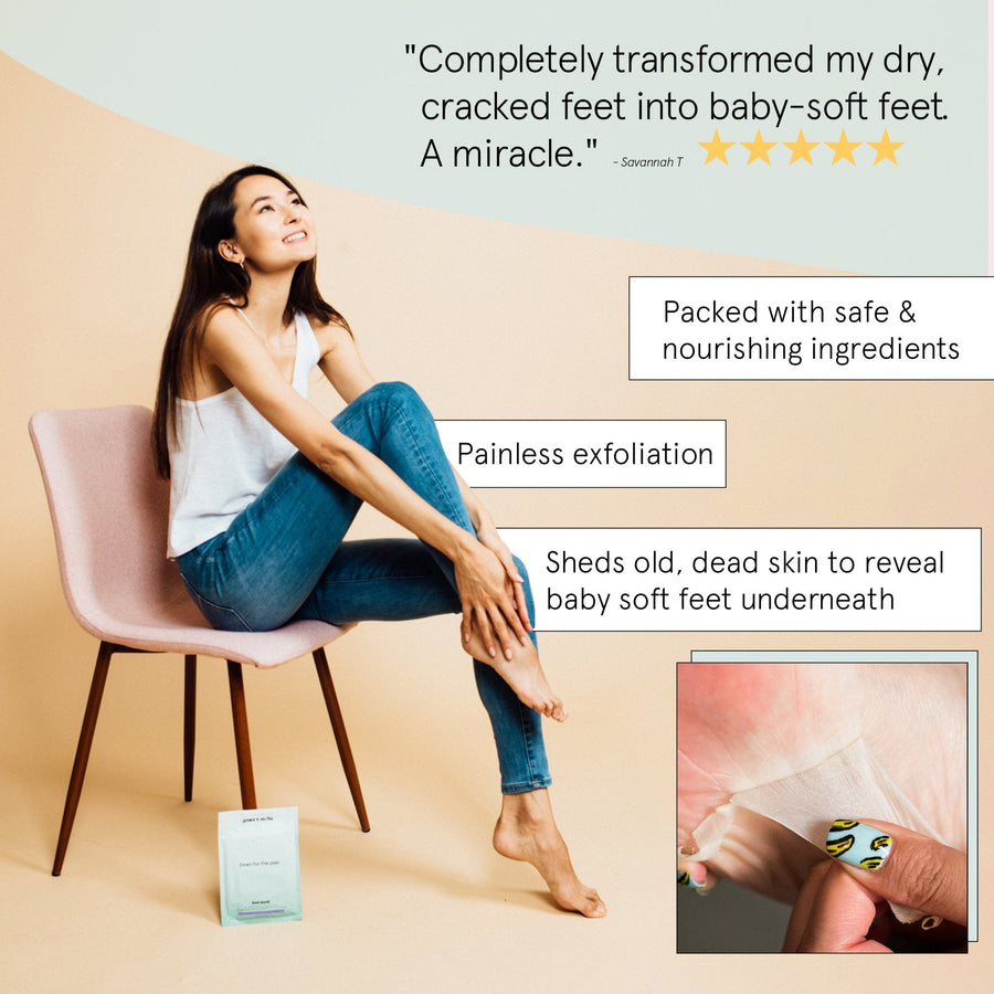 foot peeling mask (4 pairs) free gift - grace & stella