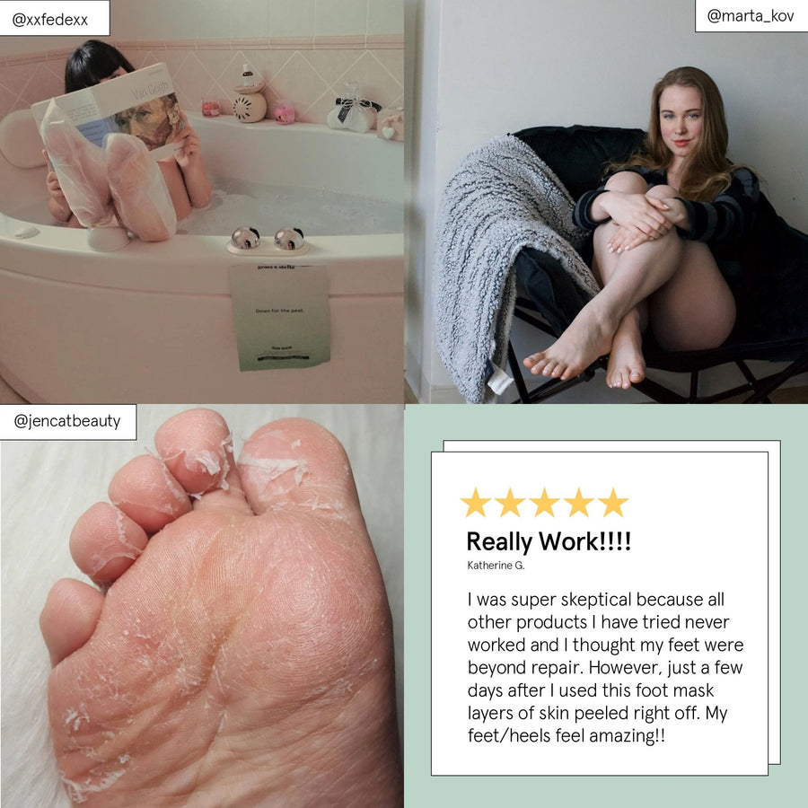 foot peeling mask (4 pairs) free gift - grace & stella