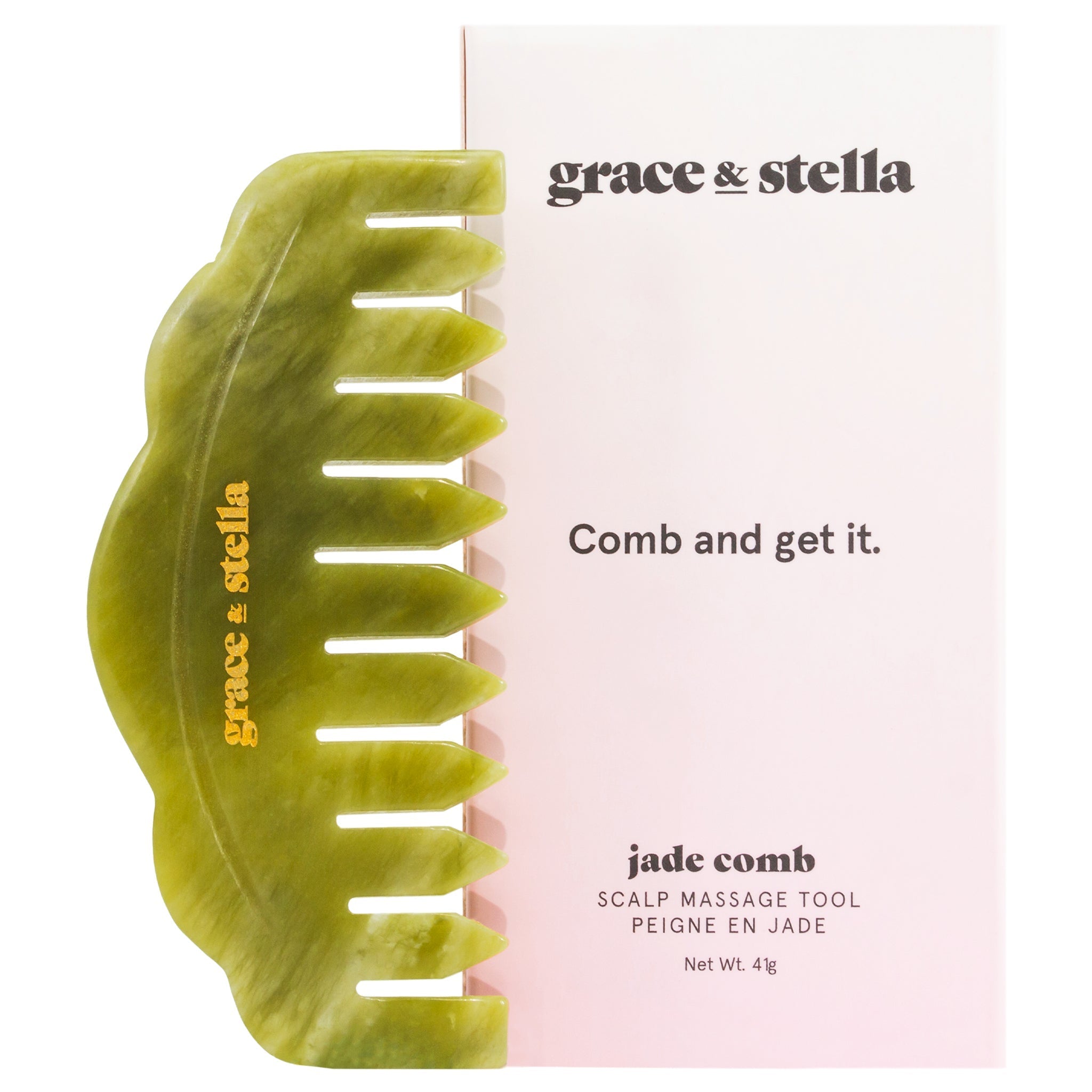 jade hair comb scalp massager by grace & stella