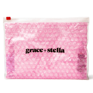 pink bubble bag free gift - grace & stella
