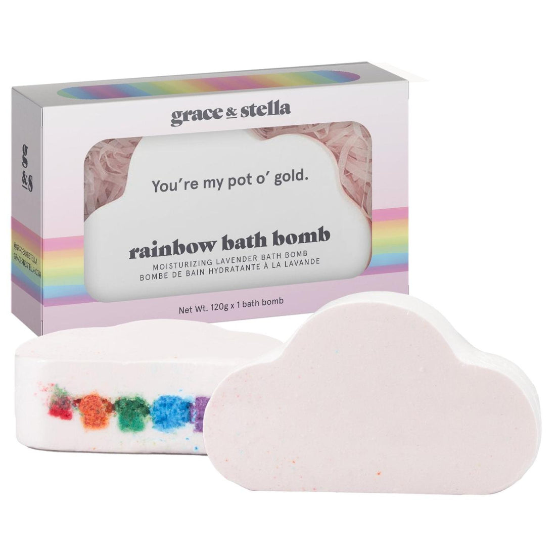 rainbow bath bombs for sensitive skin by grace & stella