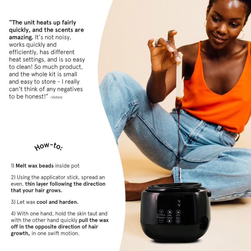 electric wax warmer kit for hair removal by grace & stella